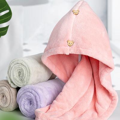 China Microfiber Stocked After Lady's Shower Hair Drying Wrap Women's Girls Towel Hair Cap Hat Turban Quick Dry Wrap Bathing Towel for sale