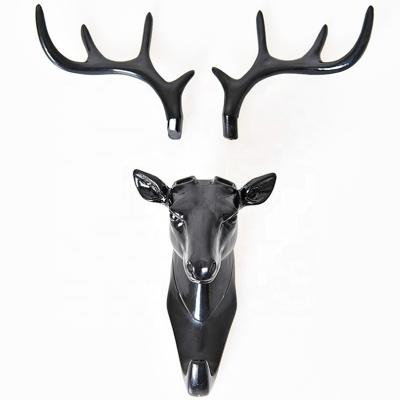 China Vintage Minimalist Deer Key Hook Wall Hanging Antlers For Clothes Hat Scarf Key Deer Horns Hanger Holder Wall Hanging Decoration for sale