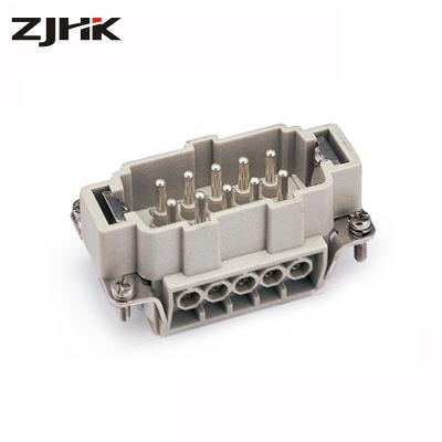 China ZJHK aviation automotive rectangular male multi pin plug heavy duty connector, HE-010 harting type for sale