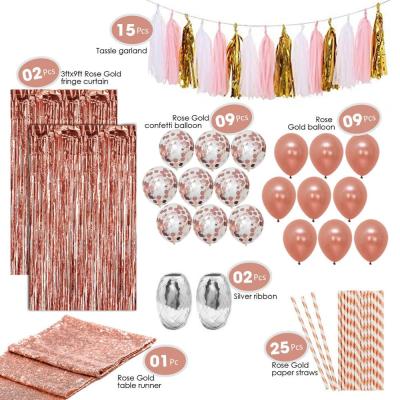 China 100% Eco-friendly Rose Gold Bachelorette Birthday Bridal Shower Party Decoration Supplies for sale