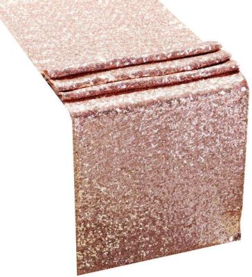 China 100% Eco-friendly Glitter Sequin Priemium Table Runner Table Decorations For Rose Gold Wedding for sale