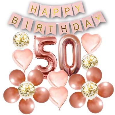 China 100% Rose Gold Theme 50th Birthday Party Decorations Consumables Eco-Friendly Batches for sale