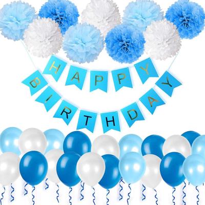 China 100% Eco-friendly Blue Event Happy Birthday Party Decorations Supplies Sets for sale