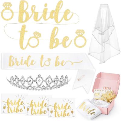 China 100% Eco-Friendly Brides To Be Bundle Bridal Shower Bachelorette Party Sash and Tiara Decorations Consumables for sale