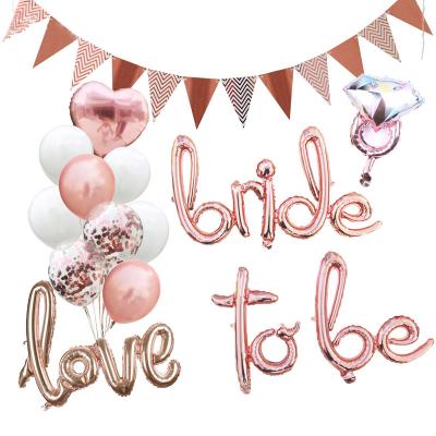 China 100% Eco-friendly Rose Gold Foil Balloon Decoration Wedding Event Party Decoration Sets Bride To Be for sale