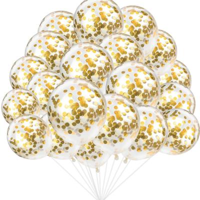 China 100% Eco-friendly Clear Transparent Latex Balloon Gold Confetti Balls For Baby Shower Wedding Birthday Graduation Party Decorations Supplies for sale