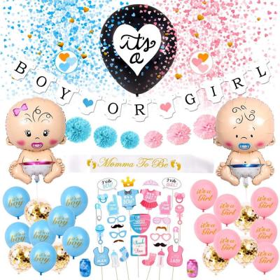 China 100% Eco-friendly Pink Blue Boy Or Girl Baby Shower Kinds Reveal Party Supplies Decorations Kit for sale