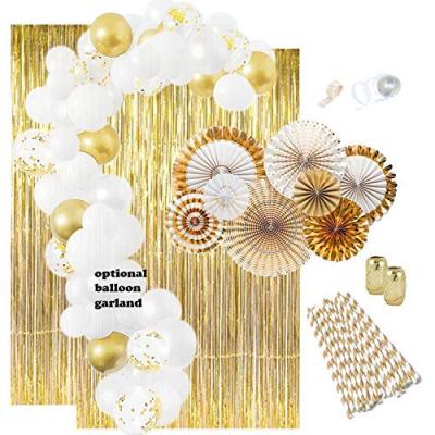 China 100% Lots Eco-friendly Gold Party Decorations Consumables With Round Pattern Garlands Paper Decorations Foil Curtain Fringe Garland Balloons for sale