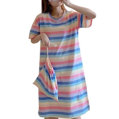 China QUICK DRY Women's Nightgown Short Sleeve Sleepwear Comfortable Sleep Shirt Pleated Scoopneck Nightgown Pajamas For Ladies Home Wear for sale