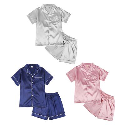 China QUICK DRY Girls Pajamas Set Silk Pajamas Boy Pajamas Set Summer Short Sleeve Children's Sleepwear For Children Children's Day Gift for sale