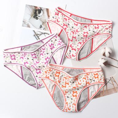 China New Period Panties Breathable 3 Layer Design Protective Leakproof Geometry Printed Female Menstrual Panties for sale