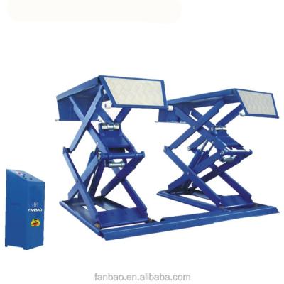 China Super Thin Scissor Hydraulic car Lift CE certificated the smallest installation space Super low-bed lift 100mm for sale