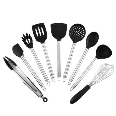 China Sustainable Modern Kitchenware Stainless Steel Set 9 Pcs Cooking Silicone Kitchen Utensil for sale