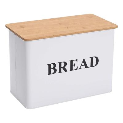 China Space Saving Modern Countertop Small Bread Storage Bin With Wooden Lid For Kitchen for sale