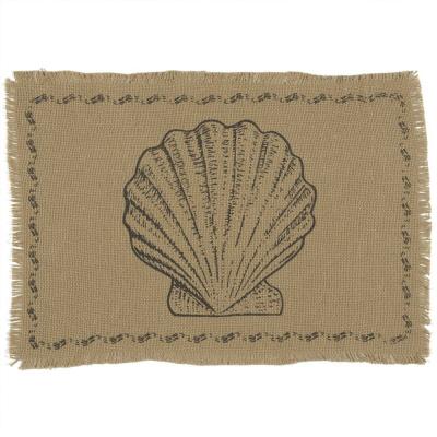 China Viable Seashells Place Mat Set of 6 Tan Kitchen Table Decoration Flaxen for sale