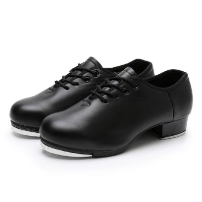 China Tap Shoes Cowhide Comfortable Unisex Black Soft Sole Imitation Leather Shoes for sale