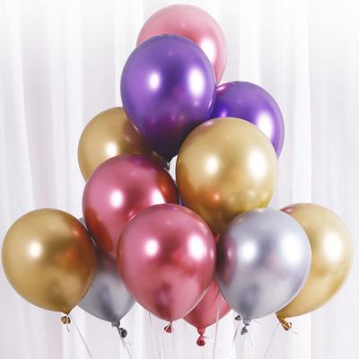 China Latex Globos 12inch Birthday Graduation Party Decoration Pearl White Gold Chrome Latex Metallic Balloons for sale