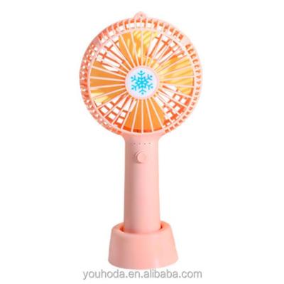 China Custom Rechargeable Handheld Desktop Mini Logo Fan Portable Battery Operated USB Portable Fan+Promotion Gift with LED Light Battery Fan for sale