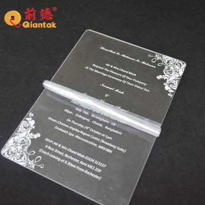 China Durable Transparent Silk Screen Printing Acrylic Wedding Invitations Cards for sale