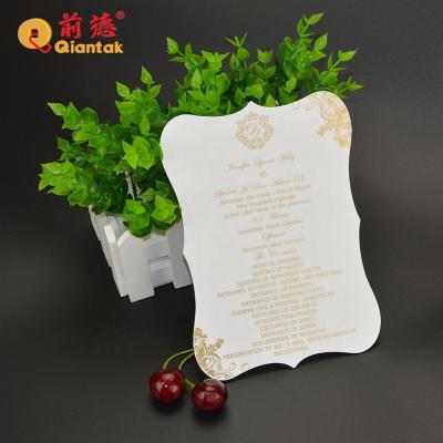 China Elegant Free Sample White Elegant Acrylic Wedding Invitation Card For Wedding Suppliers for sale