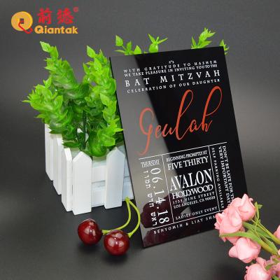 China Custom High Quality Retro Laser Cut Black Acrylic Wedding Invitation Card For Wedding Supplies for sale