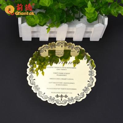 China Hot Selling Gift in Australia Gold Acrylic Mirror Wedding Invitation Card for sale