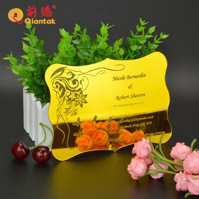 China China Customized Size Modern Design Acrylic Luxury Gold Wedding Invitation Card for sale