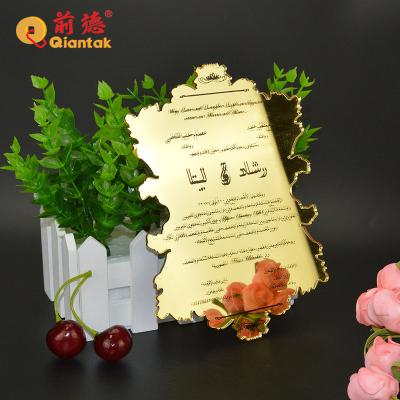 China Factory Price Special Luxurious Retro Laser Cut Wedding Acrylic Invitation Card for sale