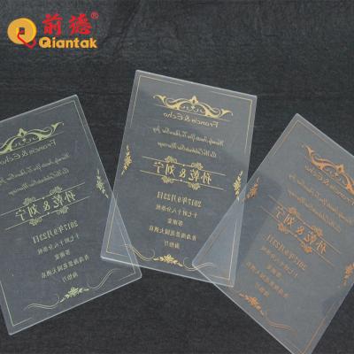 China Wedding Customized Size Clear Acrylic Invitation Card With Box for sale