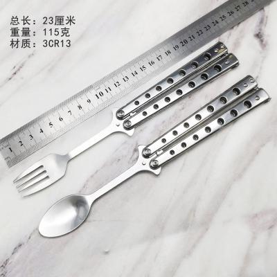 China New Sustainable Butterfly Trainer Knife with Fork and Spoon for sale