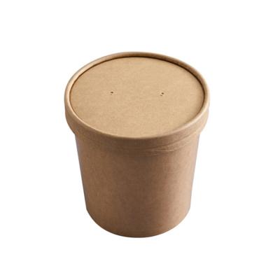 China Food Grade/Waterproof/Oil-proof Bulk Disposable Price Food Grade Container Kraft Paper Soup Cup for sale