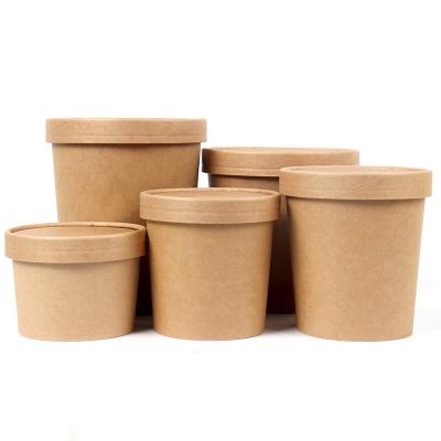 China Eco - Friendly Disposable Kraft Paper Soup Cup With Lids for sale