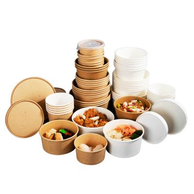 China Custom Printed Biodegradable Paper Food Container Disposable Biodegradable Food Wrapping Paper Take Out Paper Salad Bowl for sale