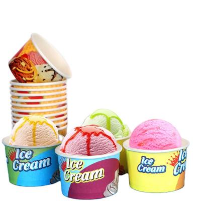 China Disposable Wholesale Biodegradable Eco Friendly Custom Printed Disposable Kraft Paper Ice Cream Tub Ice Cream Cups for sale