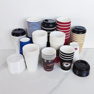 China Wholesale 8oz 10oz 12oz 16oz 20oz Biodegradable Disposable Coffee Paper Cup With Lid Eco Friendly Coffee Cups With Custom Logo for sale