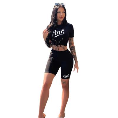 China QUICK DRY Hih Quality Pink Shorts Sets 2 Piece Set Tracksuit Outfits Summer Crop T Shirt Top Shorts Pants Two Piece Short Set for sale