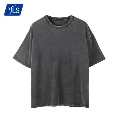 China Custom QUICK DRY T-shirt printing men mask plain acid wash distressed knit oversized tee t-shirt for sale