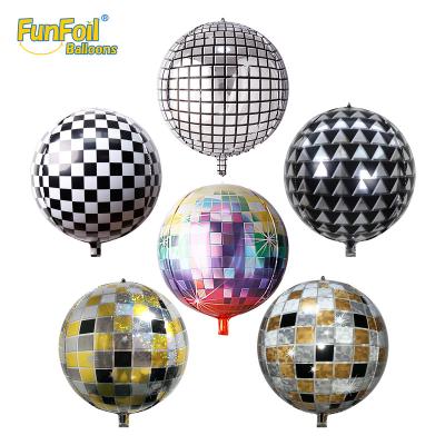 China High quality 32 inch disco colors party decoration Funfoil globo 4D round shape balloons balloon for party decoration for sale