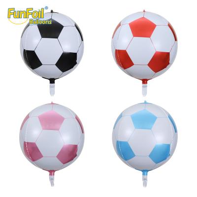 China Hot Selling Popular Party Decoration Funfoil Soccer Ball Balloons 4D Supplies 4D Globos New 22 Inch Balloon for sale