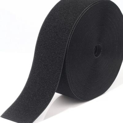 China Durable 3.8cm 70% Nylon Black White And 30% Polyester Blended Hook And Loop Strap Grade B Webbing Band 38mm In Stock Customized Width for sale