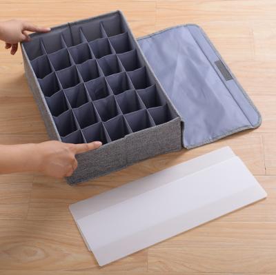 China Viable Folding Storage Box Closet Dresser Drawer Organizer 30 Divider Storage Box For Underwear Sock for sale