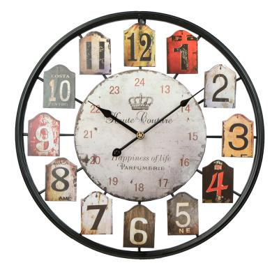 China Antique Style Hot Selling Cheap Wall Clocks Home Ware Beaut Iron Decorative Wrought Wall Clocks for sale