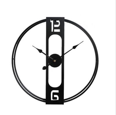 China Modern Style Antique Style Double Rings Design Decorative Metal Art Wall Clock Fashion Wall Clock for sale