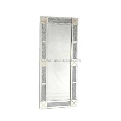 China Large Modern Frameless Beveled Rectangle Wall Mirror Wall Mounted Mirrors With Glittering Crystal Wall Mounted Mirrors for sale