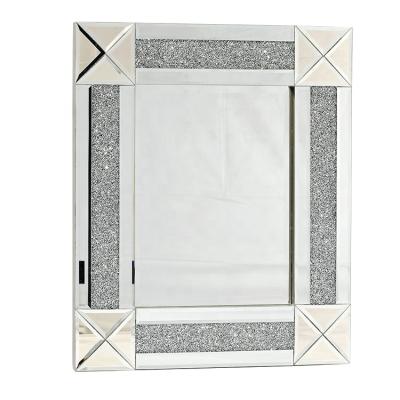 China Wooden Frameless Mirror Crystal Bling Mirrors Decor Wall Square Minimalist American Style Full Large For Home Decor for sale