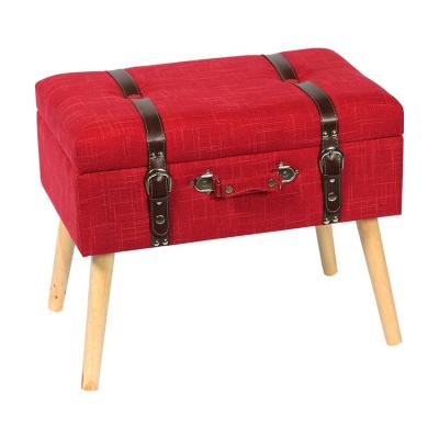 China Adds storage space to any Room Manufacturer FYTCH New Design Suitcase Fabric Seat Ottoman with Leather for sale