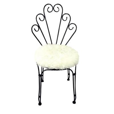 China Fashionable Reliable Supply FYTCH Fur Metal Tufted Makeup Stool Chair With Backrest for sale