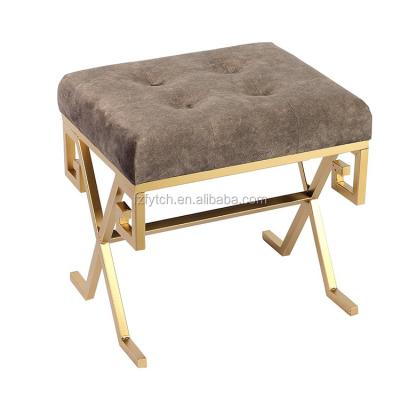 China stool home & Wholesale Ottoman Gold Iron Leg Vanity Stool With Fabric Cushion for sale