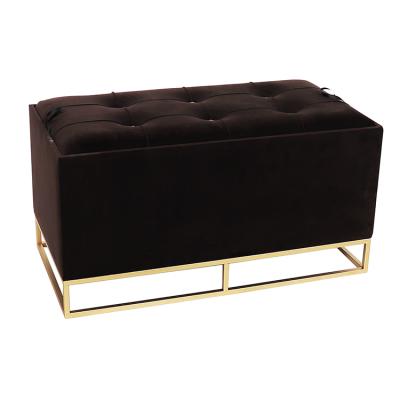 China Crafted with a Metal Frame Fuzhou Fytch Supplier Velvet Button Window Seat Bench for Bedroom with Metal Gold Frame for sale