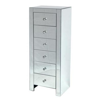 China PANEL Living Room Cabinet Silver Mirrored Chest And Chest Of Drawer Furniture 6 Drawer Pedestal for sale